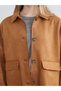 Özmarka New Season Beige Shirt Collar Women's Suede Look Jacket - 3