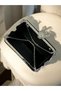 Black Color Glitter Satin Silver and Pearl Detailed Chain Strap Women's Evening Dress Bag Wedding Engagement Graduation - 7