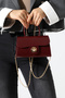 Burgundy Women's Chain Strap Small Bag - Crossbody Shoulder Bag and Handbag - 2