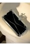 Silver Gray Color Glittery Satin Silver and Pearl Detailed Chain Strap Women's Evening Dress Bag Wedding Graduation - 7