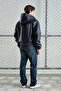 Hooded Navy Blue Leather Jacket - 2