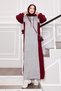 Hooded Sportswear Knitwear Dress Burgundy-Grey - 4