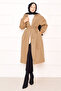 Elasticized Sleeve End Mobile Belted Hijab Trench Camel - 5
