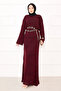 Baklava Pattern Openwork Knitwear Dress Claret Red