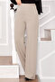 Palazzo Trousers with Stripes on the Front and Elastic Waistband Stone - 2