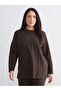 Lcw Modest Brown Plus Size Crew Neck Women's Sweatshirt Tunic - 2