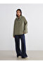 Khaki Hooded Oversized Leather Look Women's Raincoat - 2