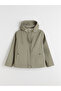 Khaki Hooded Oversized Leather Look Women's Raincoat - 5