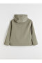 Khaki Hooded Oversized Leather Look Women's Raincoat - 7
