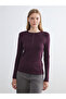 Plum Crew Neck Ribbed Women's T-Shirt