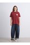 Two Mt Shop Quality Xside Burgundy Combed Cotton Printed Loose & Baggy Short Sleeve Women's T-Shirt - 3
