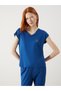 Alita City with a Difference of Price Lcw Dream Blue Combed Cotton Embroidered Short Sleeve Women's Pajama Set - 3