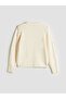 Ecru Crew Neck Stoned Women's Knitwear Sweater - 6