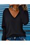 Women's Long Sleeve V Neck Viscose Two Thread Blouse - 4