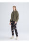 Green Stand Collar Plush Women's Pajama Top - 2