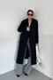 Women's Coat Long Cashmere Belted Buttoned Pocketed Double Breasted Premium Coat - 2
