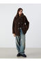 Alita City Lcw Vision Brown Shirt Collar Women's Plush Coat with a Difference - 2