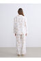 Ecru Shirt Collar Patterned Women's Pajama Set - 5