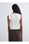 Alita City Lcw Vision Ecru Plain Draped Collar Sleeveless Women's Blouse with a Difference - 4
