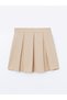 Alita City Farkıyla Blai̇s Beige Plain Mini Women's Skirt - 5