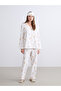 Ecru Shirt Collar Patterned Women's Pajama Set