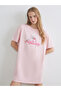 Two Mt Shop Quality Lcw Dream Pink Combed Cotton Printed Short Sleeve Women's Nightgown - 2