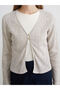Lcw Everyday Gray V-Neck Textured Women's Cardigan - 3