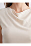 Ecru Draped Neckline Textured Blouse - 3