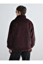 Burgundy Stand Collar Women's Plush Coat - 5