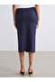 Mg Trend'En Navy Blue Elastic Waist Gathered Skirt - 4