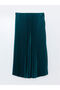   Dark Green Slim Fit Women's Pleated Skirt - 6