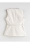 Özmarka New Season Crew Neck Women's Classic Vest with Belt at the Waist - 7