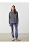 Mg trenden grey crew neck Oversized women's pajama top - 3