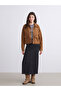 Alita City Xside Brown Suede Look Plain Oversize Women's Jacket - 2