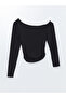 Esvab • Modern & Distinctive Wide Roba Collar Gathered Interlock Women's Blouse - 6