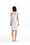 Gray Crew Neck Floral Strap Women's Nightgown - 4
