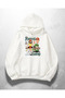 White Unisex Forrest Gump Printed Oversize Hoodie Sweatshirt