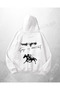 White Unisex Atatürk Signature Printed Oversize Hoodie Sweatshirt