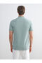 Green Polo Neck Pique Men's T-Shirt - 4