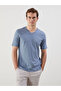Ozmarka New Season V-Neck Short Sleeve Combed Cotton Men's T-Shirt - 3
