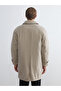 Beige Comfortable Fit Jacket Collar Men's Coat - 5