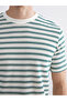 Crew Neck Striped Combed Cotton Men's T-Shirt - 3