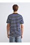 Crew Neck Striped Combed Cotton Men's T-Shirt - 4