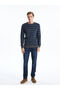 Lcwaikiki Classic Indigo Crew Neck Long Sleeve Argyle Pattern Men's Knitwear Sweater - 4