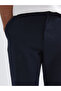 Navy Blue Standard Fit Linen Blend Men's Trousers - 3