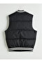 Black Standard Mold College Collar Men's Puffer Vest - 8