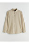 Regular Fit Long Sleeve Linen Look Men's Shirt - 5