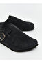 Black Suede Look Men's Slippers - 3