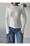 Women's Ecru Soft Touch Crew Neck Finger Detail Blouse