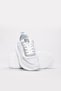 White Silver Inside and Outside Genuine Leather Lace-Up Lightweight Sole Women's Sports Shoes Tg09136261944